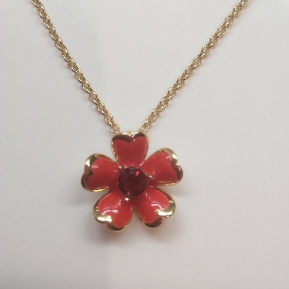 Kate Spade New Red Flower Necklace - Picture 2 of 3